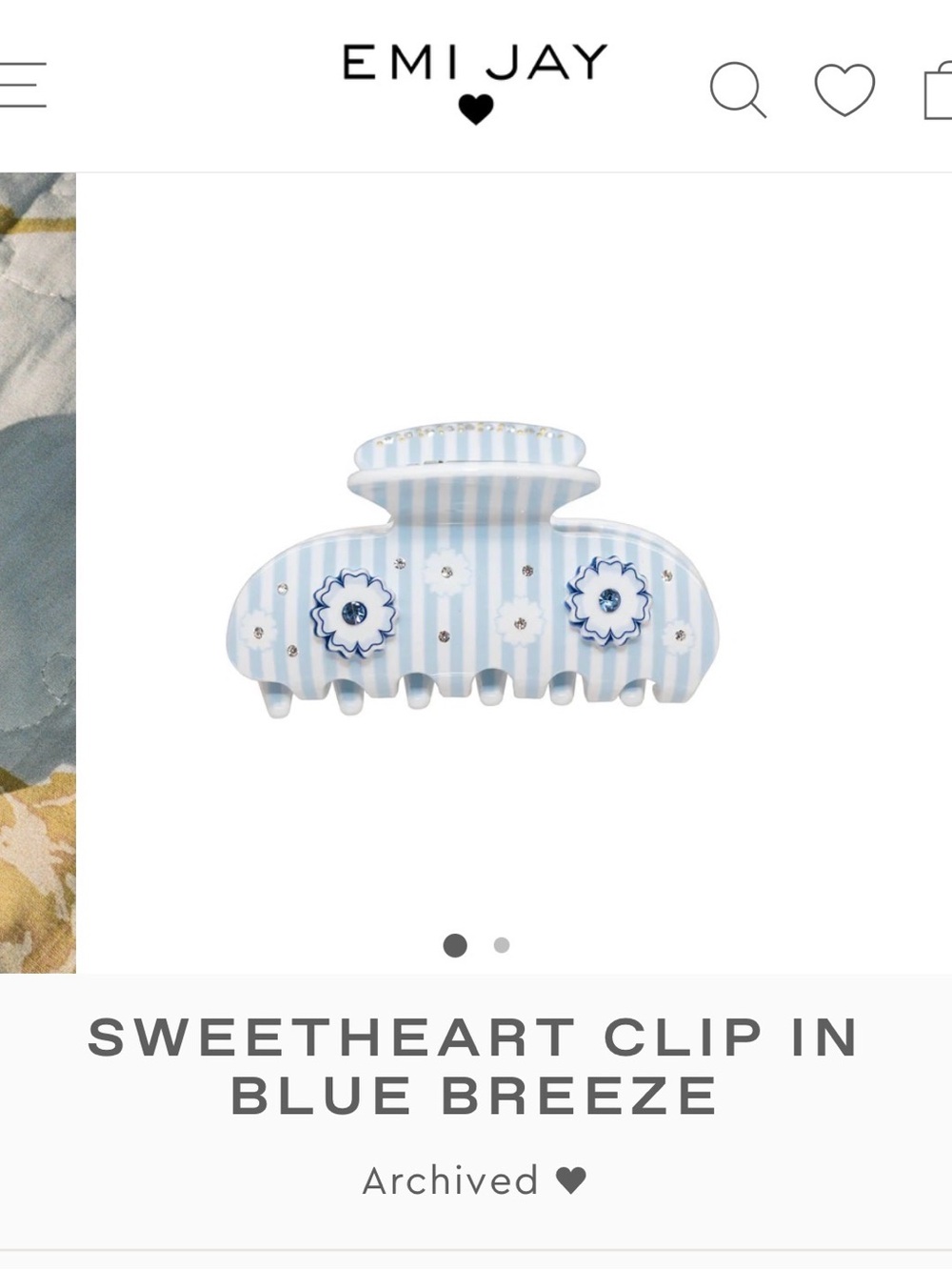 LOOKING FOR Emi Jay Blue Stripe Floral Hair Claw